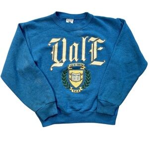 Vintage Yale University Blue Crewneck Sweatshirt USA Sz S Fleece Youth 80s 90s